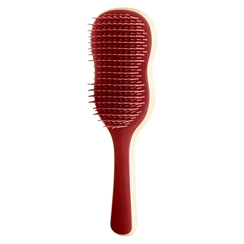 Salon-quality hair straightening comb with air cushion for soothing scalp massage, available in vibrant colours