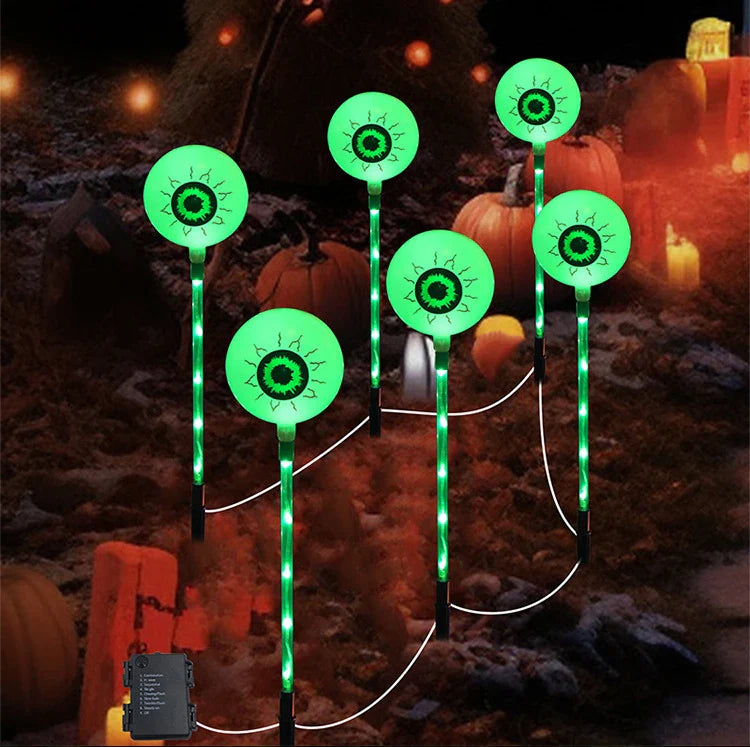 Colourful solar-powered Halloween eyeball garden lamp with weatherproof design