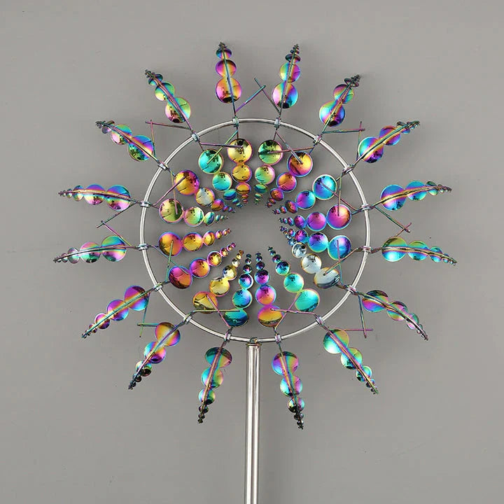 Elegant metal garden windmill decoration with gentle movement, perfect for adding charm to outdoor spaces