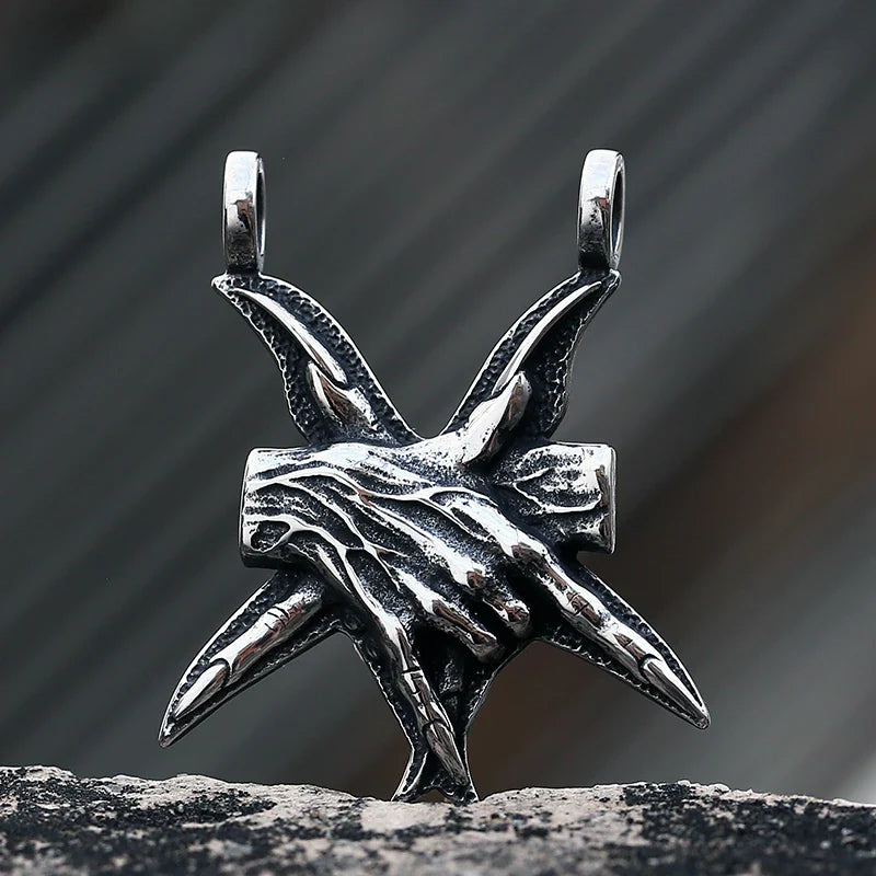 Sleek three-dimensional titanium steel pendant necklace in two chain length options