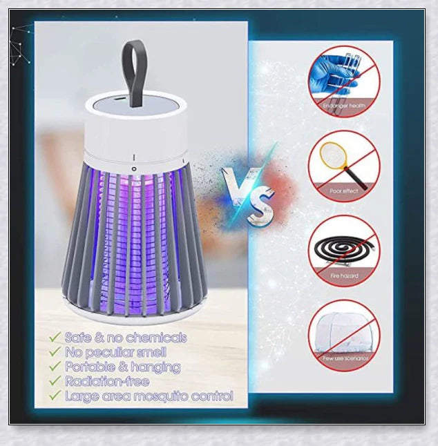 A versatile mosquito killer lamp that uses blue-violet light to attract and zap flying insects like mosquitoes, flies, and moths.