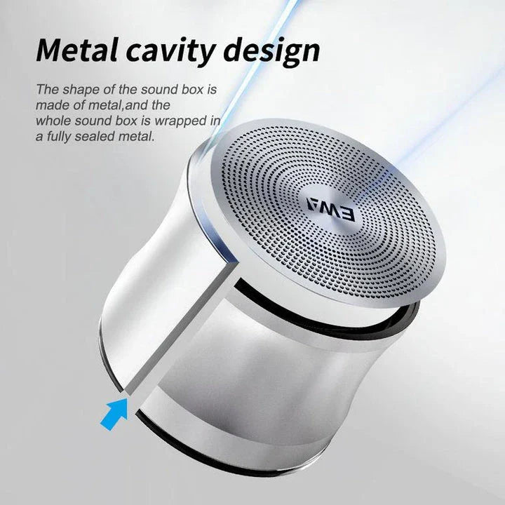 Premium compact Bluetooth speaker with powerful 5W driver, true wireless stereo, and sleek metal casing