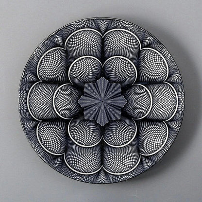 Elegant ceramic plates with vibrant, whimsical prints in a variety of enchanting designs