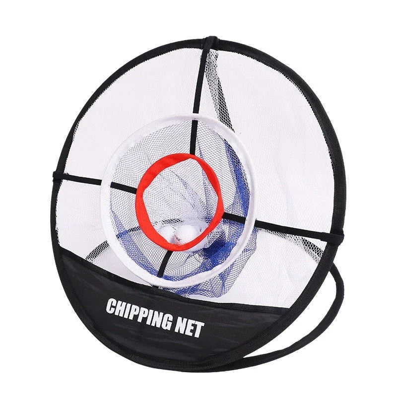 Foldable golf practice net made of premium nylon material for indoor and outdoor use