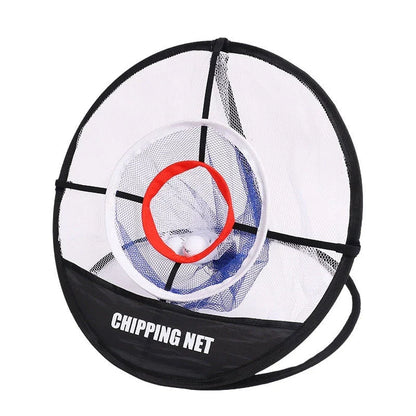 Foldable golf practice net made of premium nylon material for indoor and outdoor use