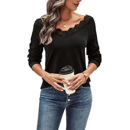 Elegant polyester lace blouse for women in dark green, black, and dark grey colours