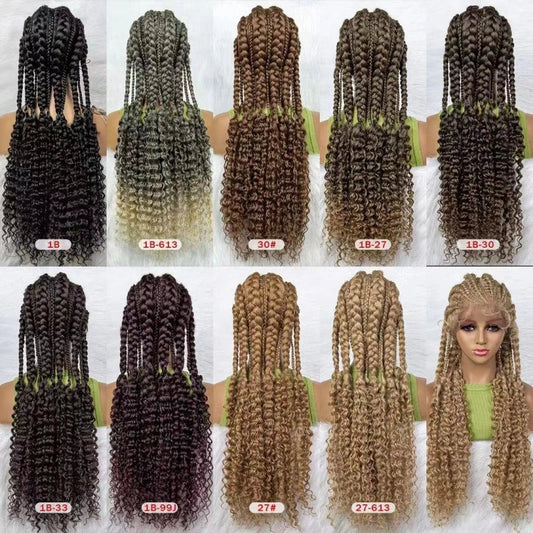 Luxurious lace braided African wig in various colour options, handcrafted for a natural, sophisticated look