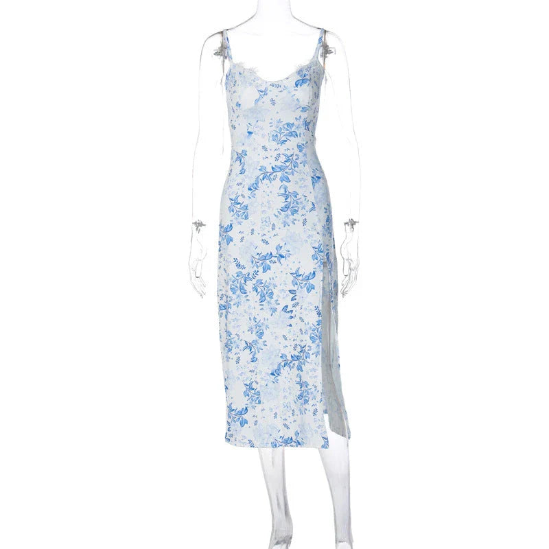 Elegant floral print maxi dress in various colours, perfect for British summer events and occasions