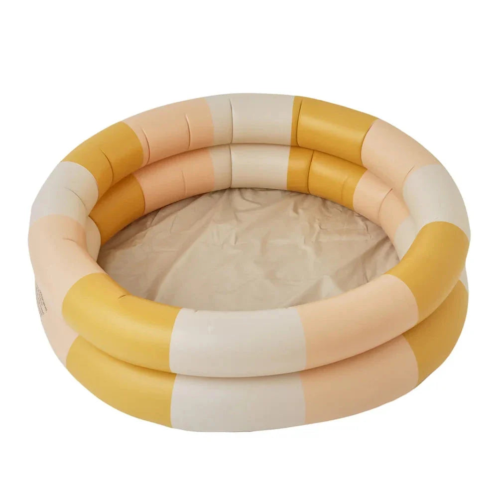 Inflatable Baby Swimming Pool in Beige Dinosaur Pattern, Perfect for Outdoor Summer Fun