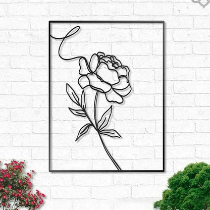Stylish minimalist iron wall decor with elegant rose flower artwork, perfect for home and office spaces