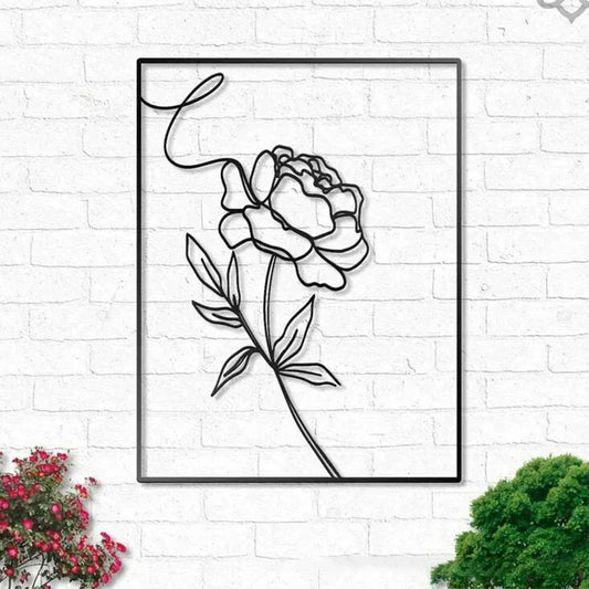 Stylish minimalist iron wall decor with elegant rose flower artwork, perfect for home and office spaces