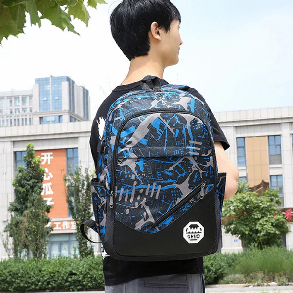 Premium nylon backpack with floral design, versatile 3-in-1 schoolbag for everyday use in the UK