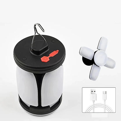 A 1000 lumen rechargeable solar LED camping lantern with a foldable design and versatile lighting modes