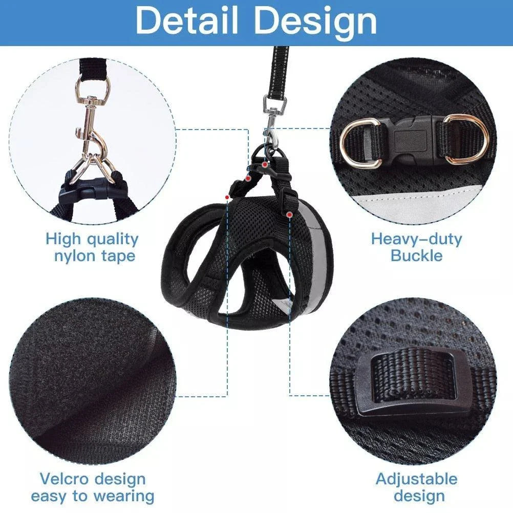 Premium Breathable Pet Harness with Reflective Trim - Comfortable and Durable Design for Outdoor Adventures with Your Pet
