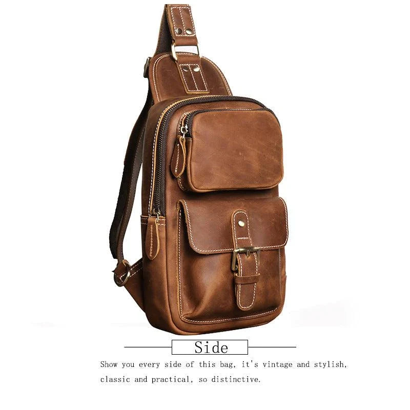 Premium Genuine Leather Messenger Bag for Outdoor Sports and Activities