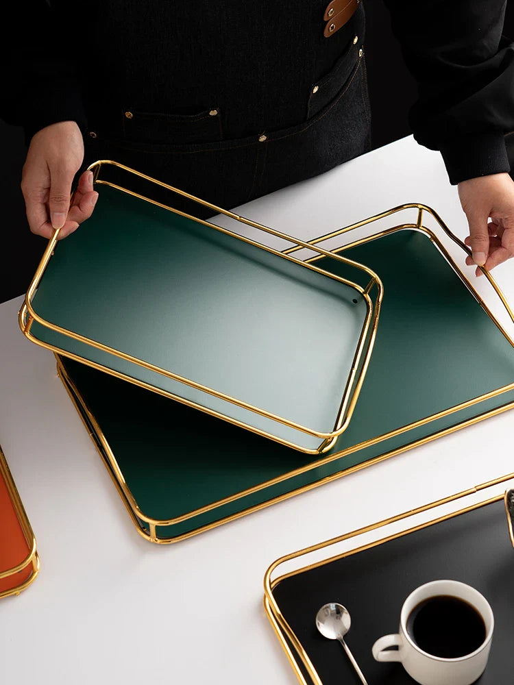 Premium household tea tray made of iron with versatile storage for cups, saucers, and everyday items in a range of stylish colours.