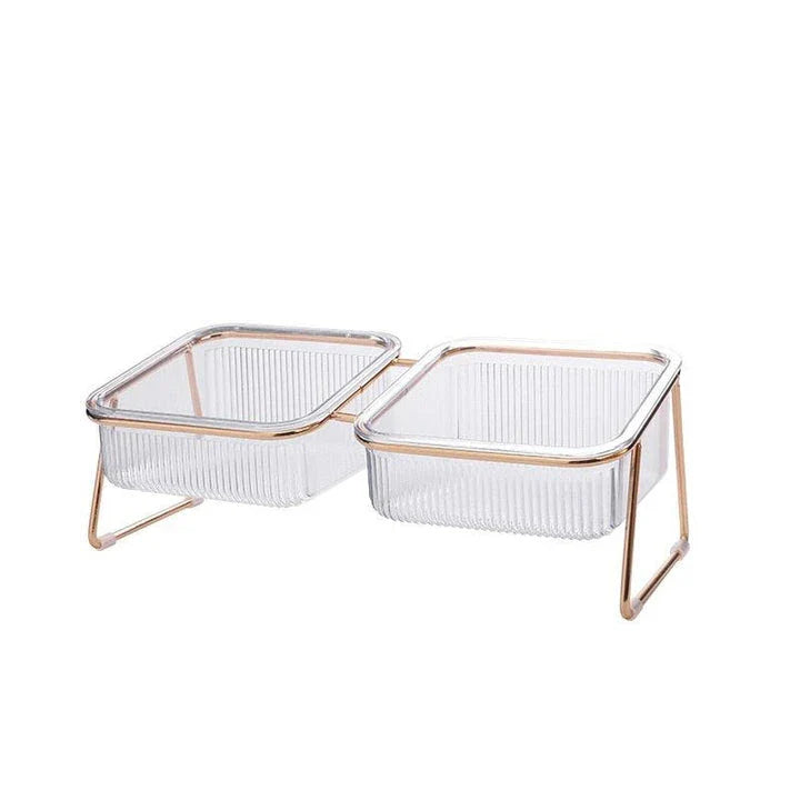 Premium dual pet bowls made of iron with a non-slip base, available in small and large sizes to accommodate different pet needs