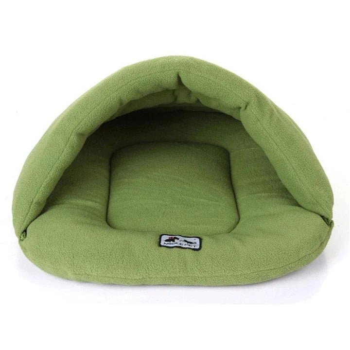Cosy and comfortable fleece pet bed with plush cushion in a range of soothing colours