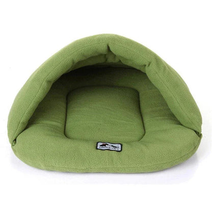 Cosy and comfortable fleece pet bed with plush cushion in a range of soothing colours