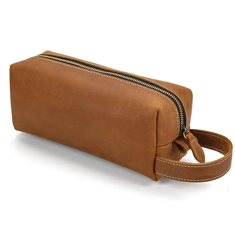 Premium leather clutch bag with multiple interior pockets, designed for the sophisticated British gentleman