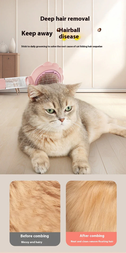 Premium 2-in-1 Self-Cleaning Pet Grooming Brush and Comb with curved comb teeth and ergonomic, non-slip handle for efficient and gentle grooming