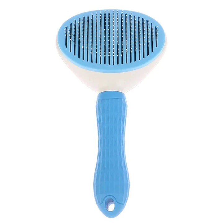 Premium Pet Grooming Comb made of durable stainless steel and ABS, with self-cleaning mechanism and gentle, massage-like effect for cats and dogs