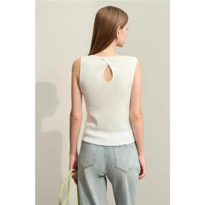 Elegant silk camisole with unique hollow-out design, perfect for summer in the UK