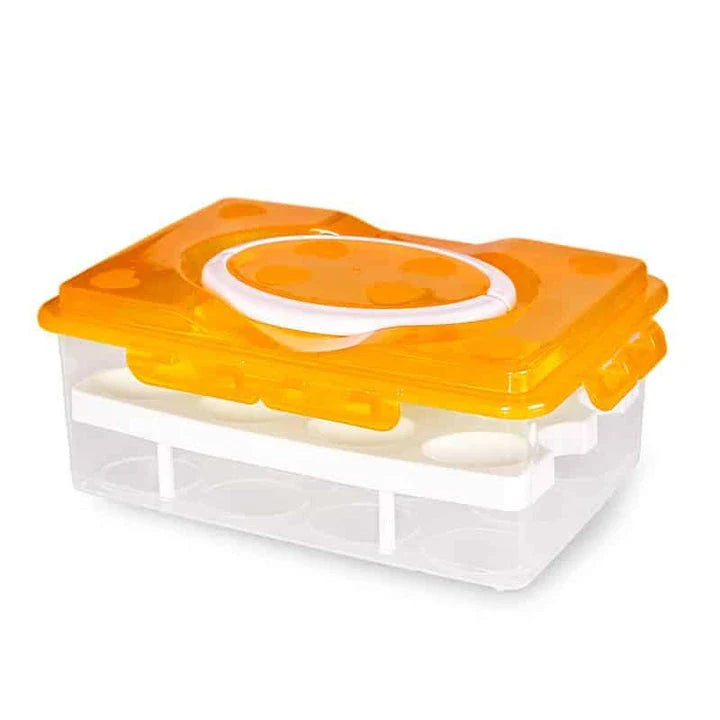Spacious 2-Tier Plastic Egg Storage Box in Pink - Premium Egg Holder for Organised UK Kitchens