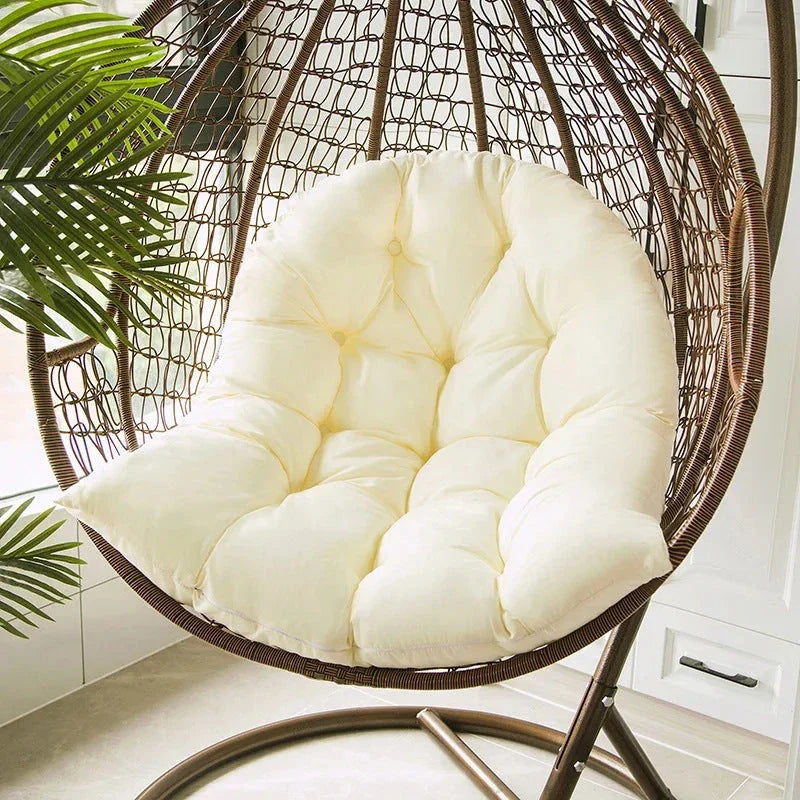 Premium hammock chair cushion with thickened brushed fabric and 7D hollow fibre cotton filling, designed for cosy outdoor relaxation on garden swings