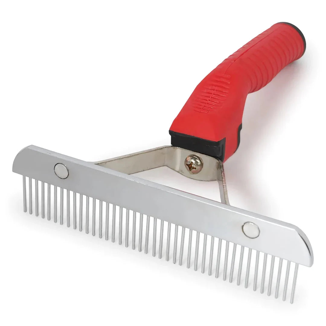Premium Extra-Large Dog Grooming Rake Comb with Stainless Steel Teeth and Ergonomic Handle for Shedding Control and Coat Maintenance