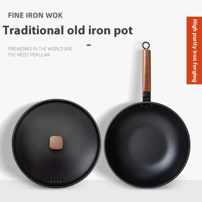 Premium quality refined iron wok with sleek, modern design for versatile cooking tasks