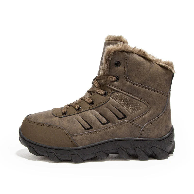 Premium high-top cotton boots for men in black and brown, designed for warmth and style during the UK winter season.