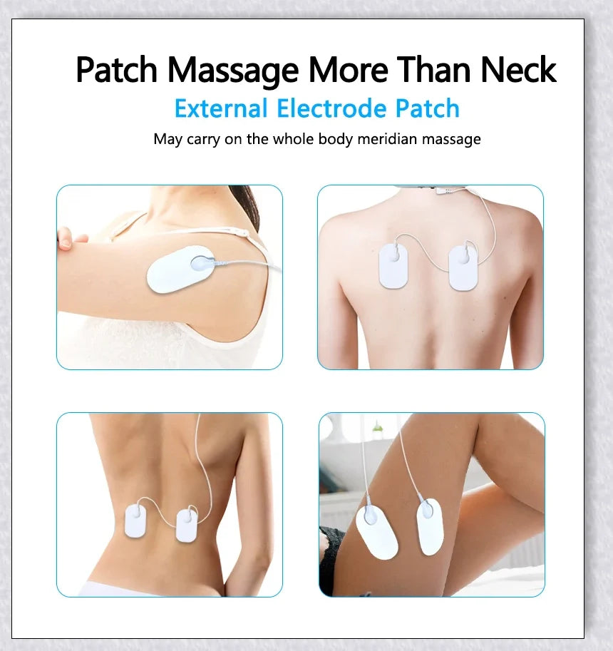 A wireless neck massager with an adjustable design for targeted neck pain relief and muscle relaxation.
