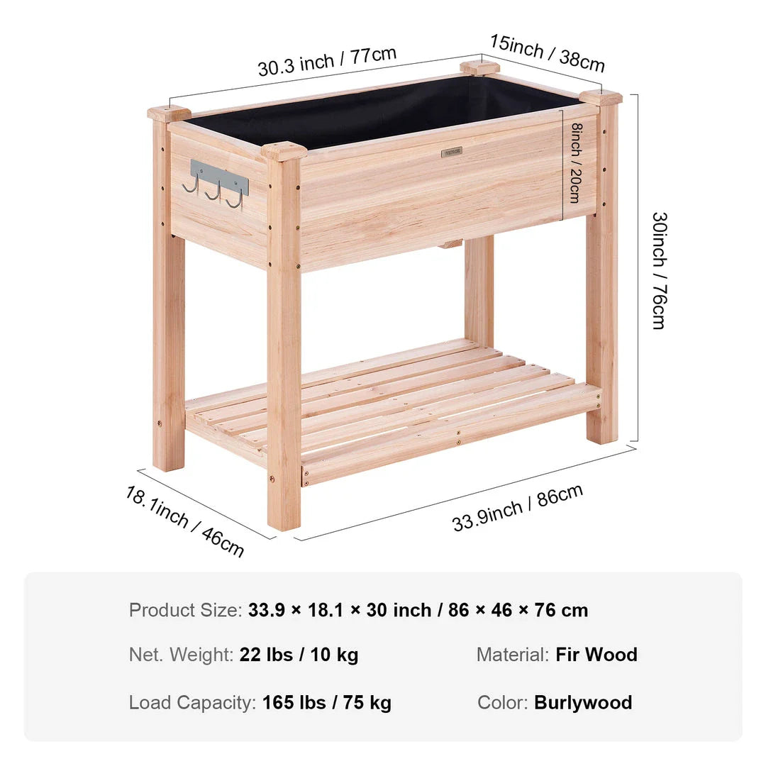 Premium raised wooden garden bed with dual drainage system for UK gardeners