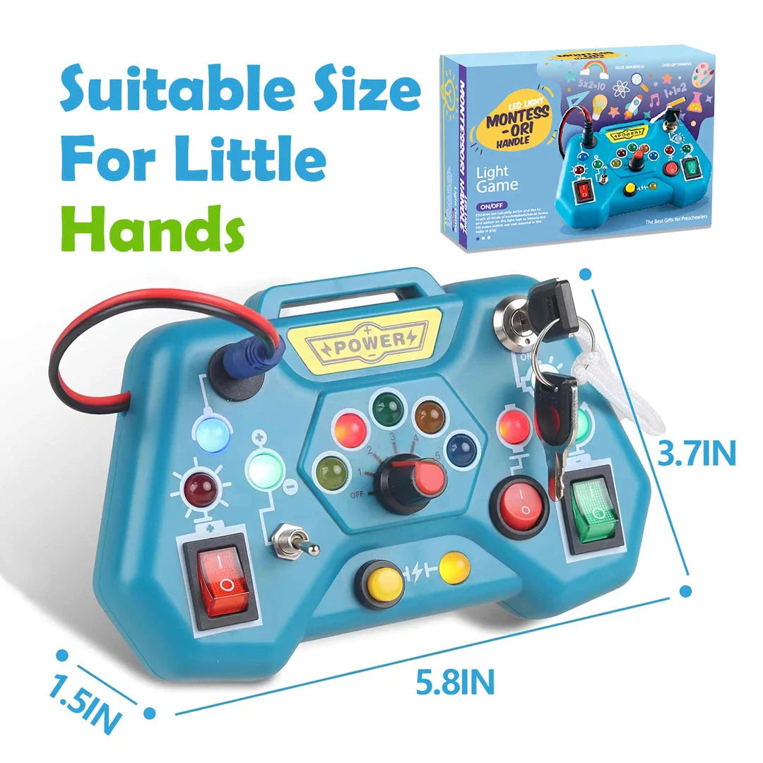 Montessori busy board educational toy for toddlers with various interactive features