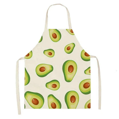 Stylish avocado-printed apron for British home cooks and bakers to protect their clothes while adding a touch of personality to the kitchen