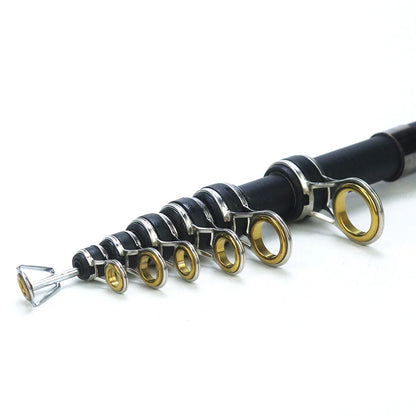 Premium telescopic sea fishing rod made of carbon fibre with adjustable length from 2.1 to 3.0 metres for versatile saltwater angling