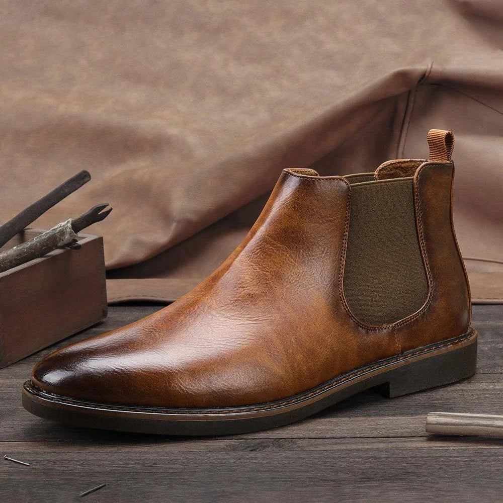 Fashionable British short boots with retro Martin style, featuring a sleek silhouette, durable rubber sole, and premium artificial PU upper