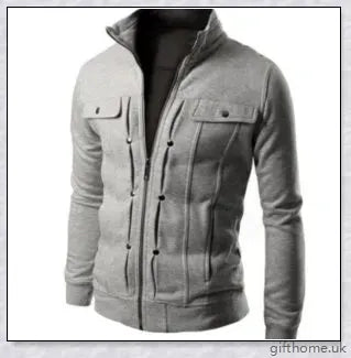 A stylish cardigan jacket made of a blend of polyester and cotton, offering a comfortable and versatile design for everyday wear.
