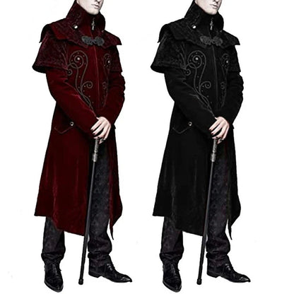 Premium Gothic Halloween Coat with Stand Collar - A Stylish and Durable Jacket for Men