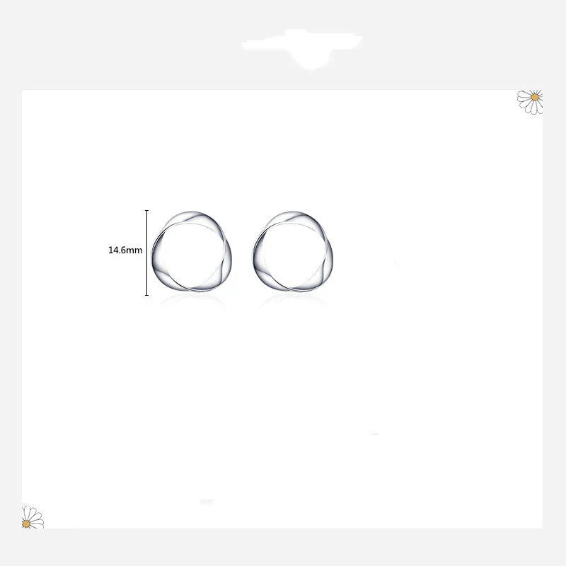 Stylish geometric silver earrings with an irregular circular design, crafted from premium 925 sterling silver for a modern, elegant look.
