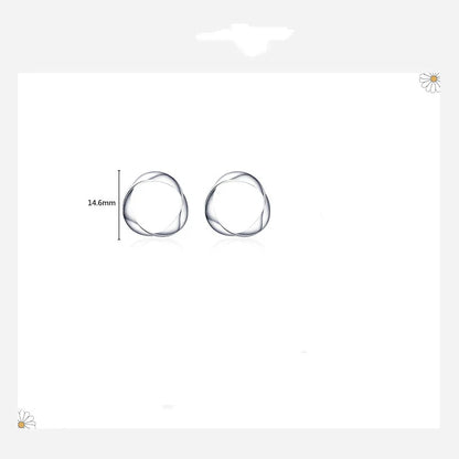 Stylish geometric silver earrings with an irregular circular design, crafted from premium 925 sterling silver for a modern, elegant look.