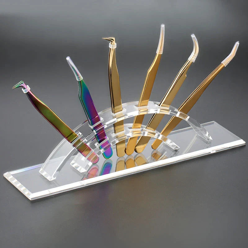 Premium stainless steel eyelash tweezers set with anti-static gold coating for precise lash application