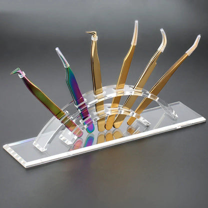 Premium stainless steel eyelash tweezers set with anti-static gold coating for precise lash application