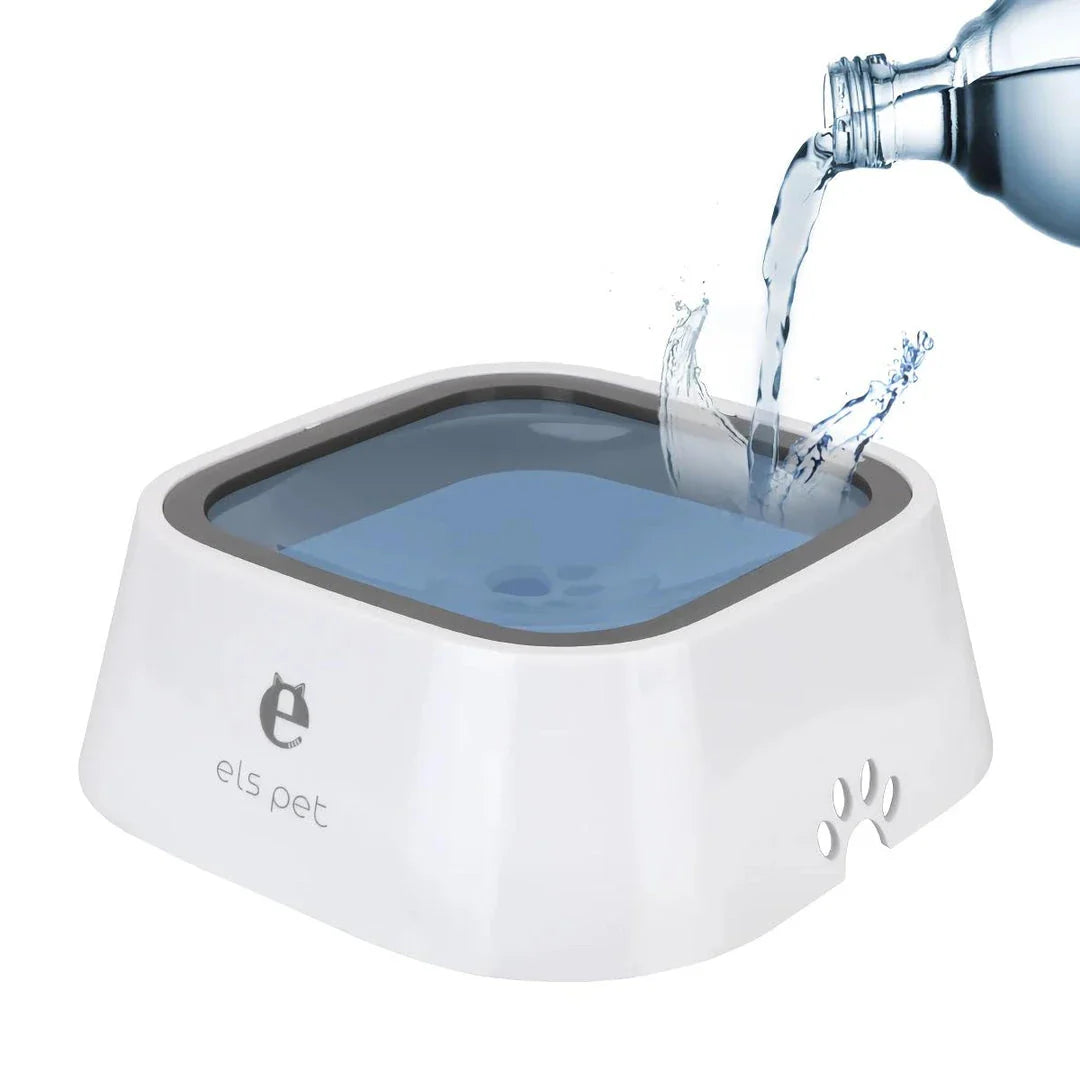 1L Splash Proof Pet Water Bowl in grey, with floating design to prevent spills and keep floors dry