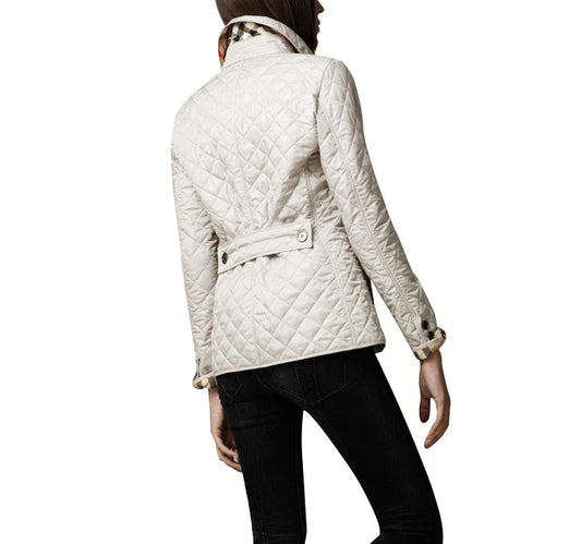Stylish lapel single-breasted slim-fit warming jacket in black and beige colours, available in a range of sizes