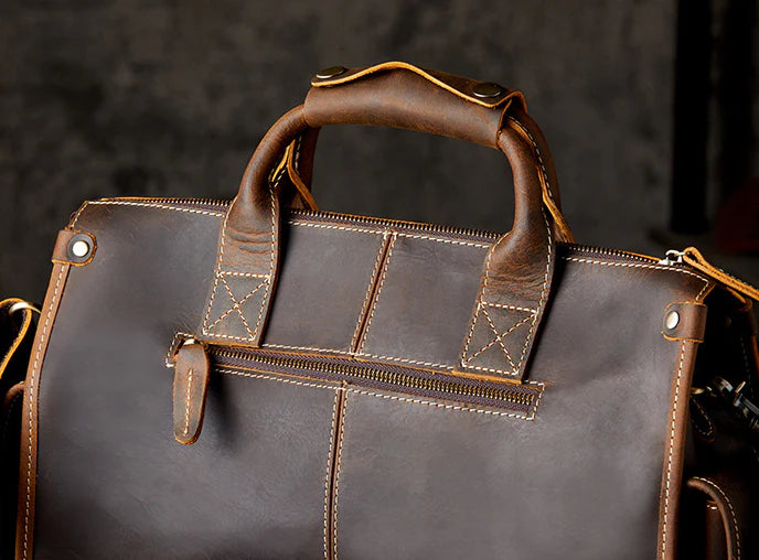 Trendha Men's Personality Leather Postman Handbag - A premium full-grain leather bag with a timeless British design, perfect for the modern gentleman