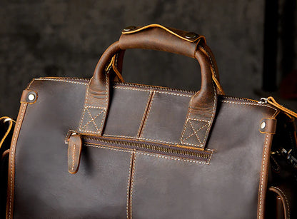 Trendha Men's Personality Leather Postman Handbag - A premium full-grain leather bag with a timeless British design, perfect for the modern gentleman