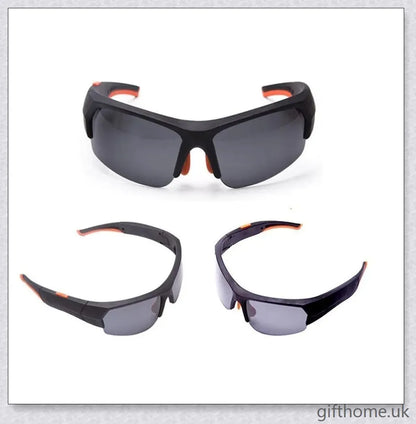 Premium smart camera glasses with HD video recording, built-in microphone and earbuds, and UV protection