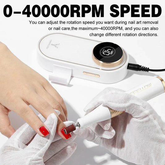 Professional-Grade Cordless Nail Drill Machine with 40,000 RPM Speed and HD Display for Salon-Quality Nail Care